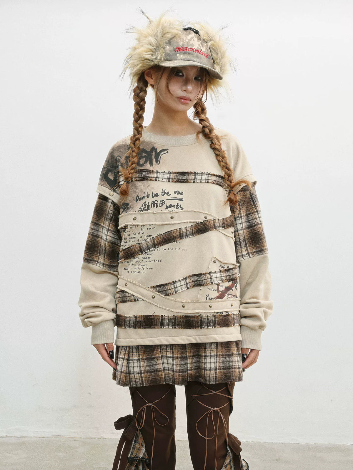 Wasteland Print Detachable Sleeve Sweatshirt