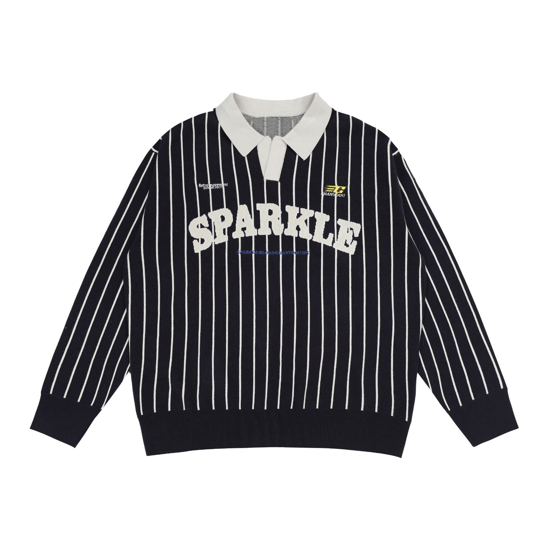 Polo Collar Striped Sweater