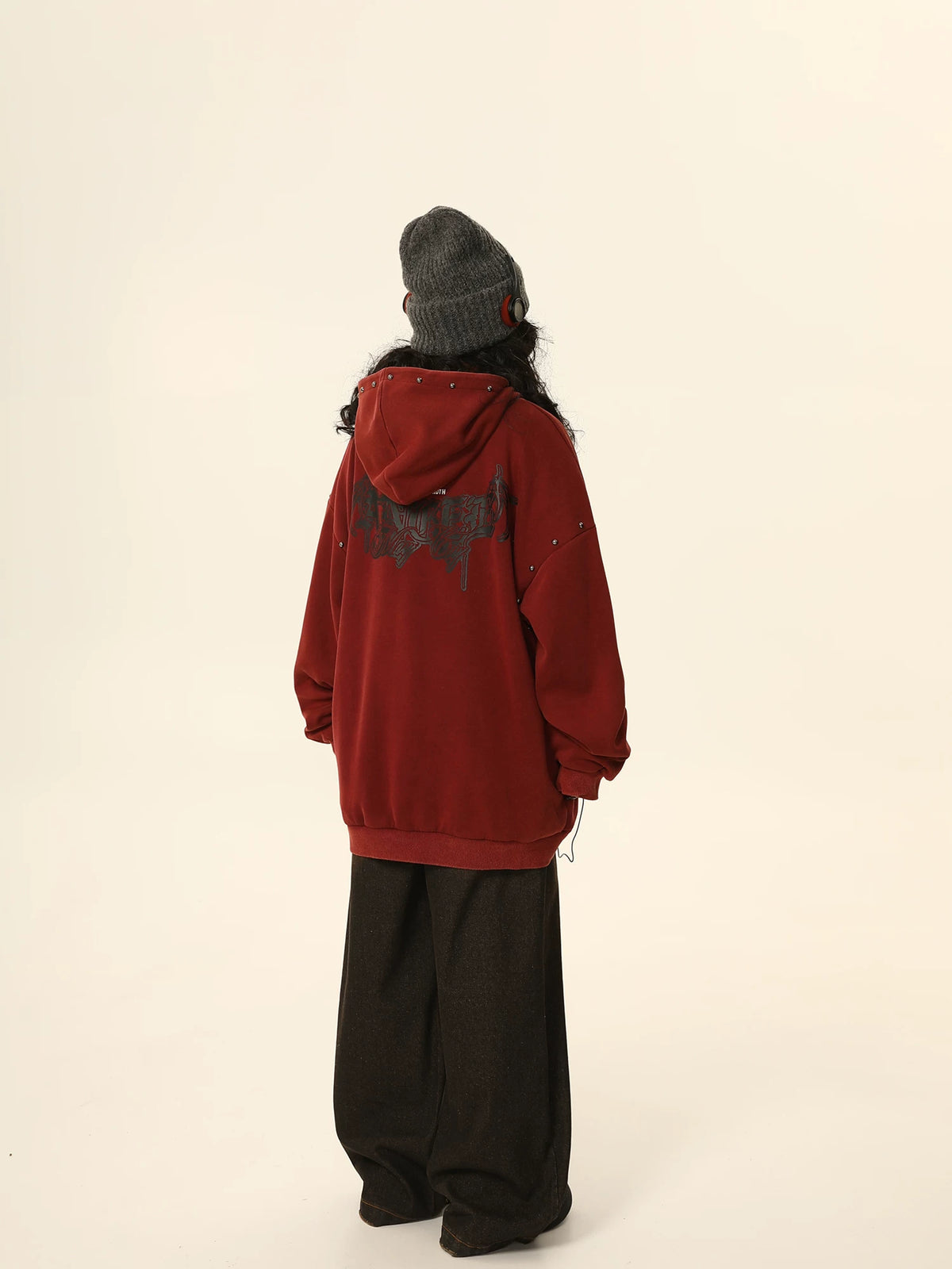 Oversized Burgundy Vintage Hoodie