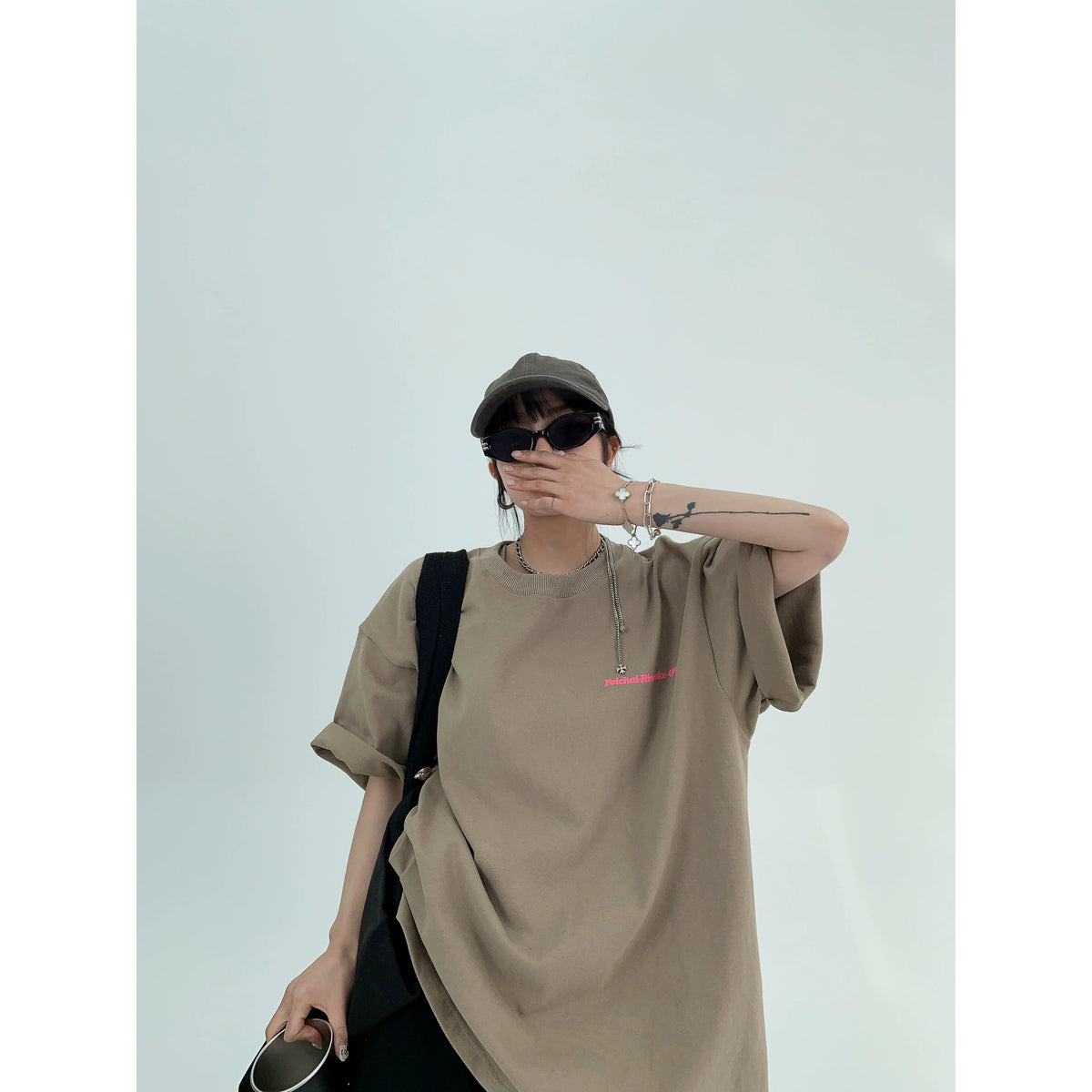 Pink Print Oversize Short Sleeve T-Shirt