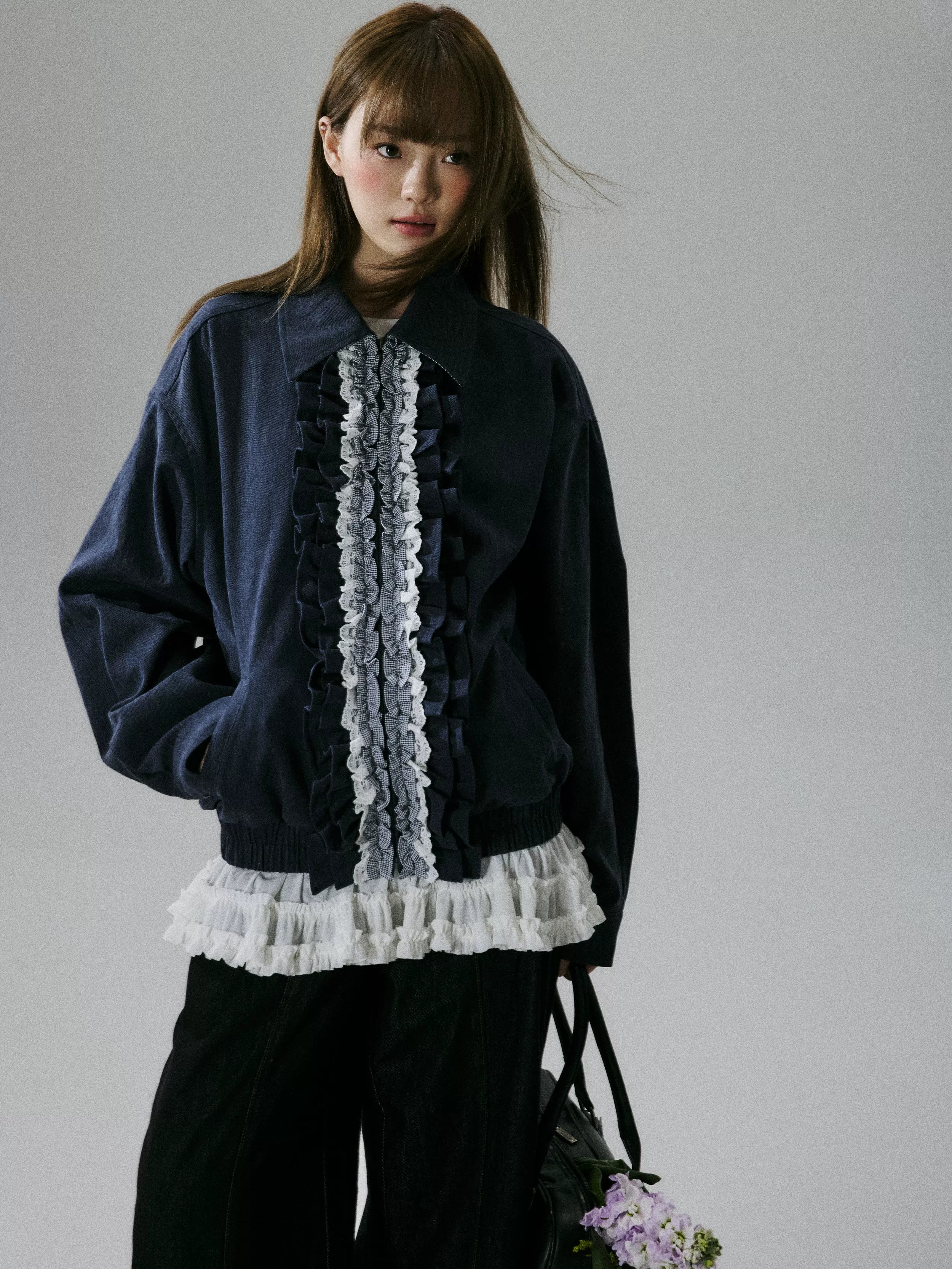 Ruffled Lace Detail Jacket