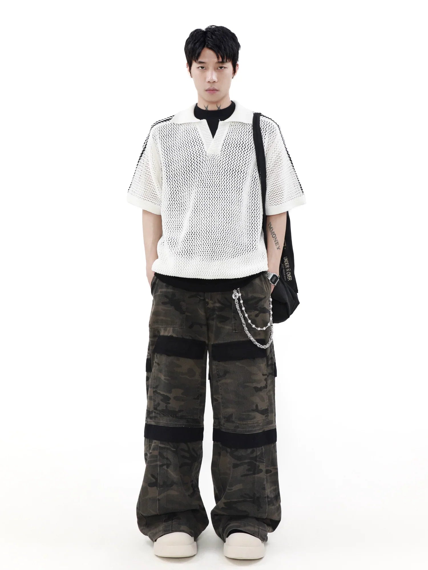Mesh Short Sleeve Knit Polo Shirt