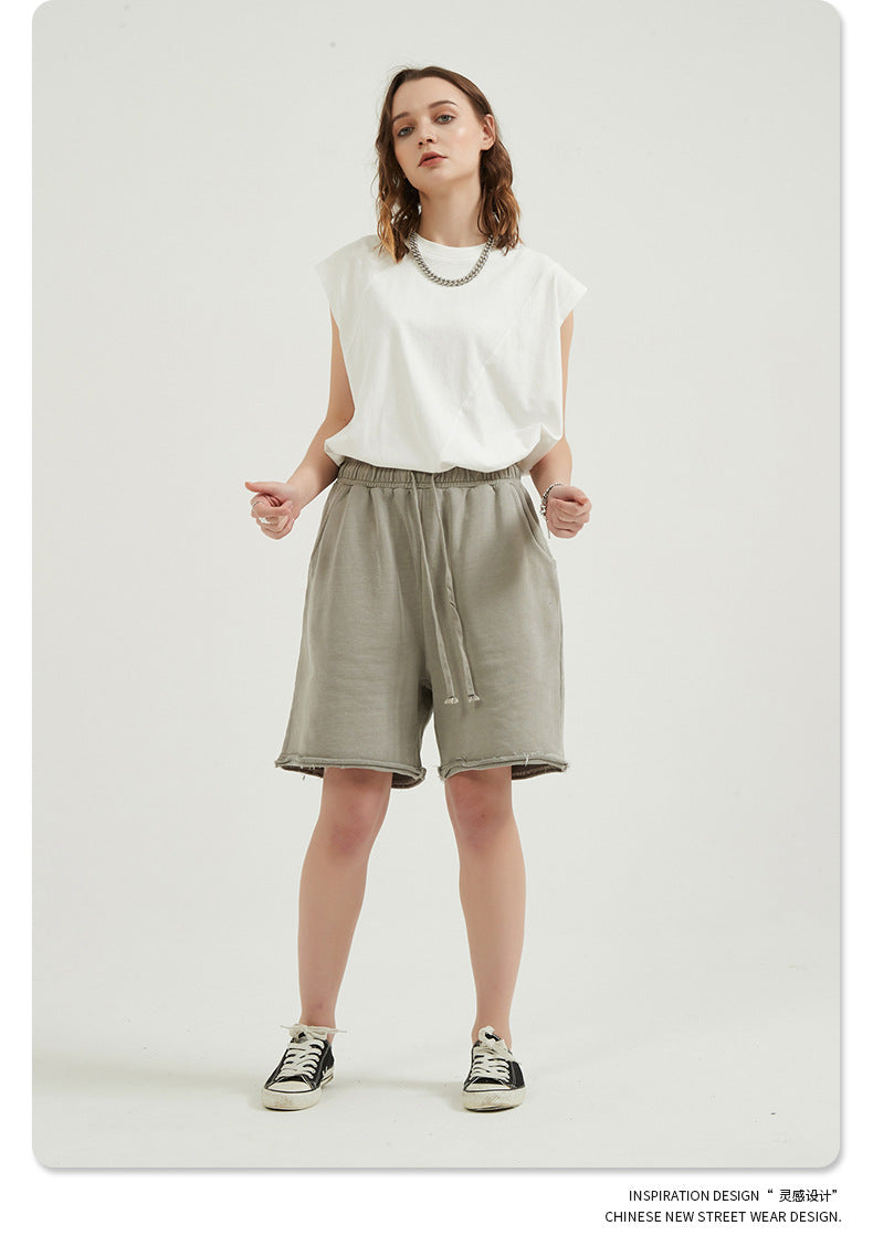 Washed Vintage Raw Edge Short Sweatpants