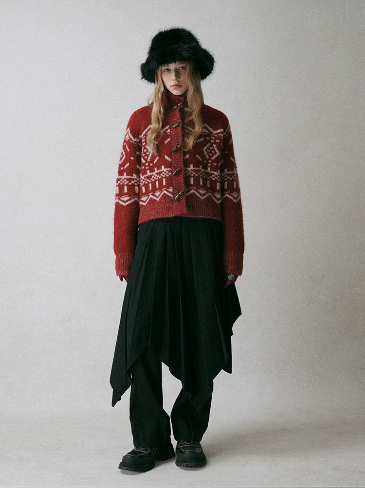 Fair Isle Jacquard Knit Cardigan