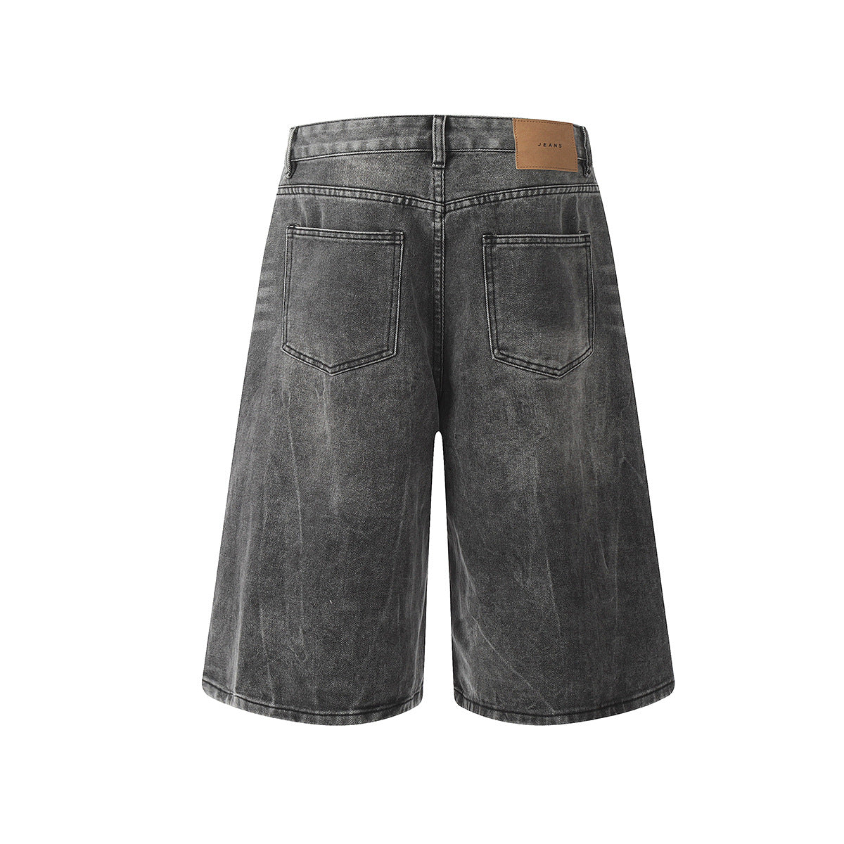 Washed Wide Leg Denim Jort