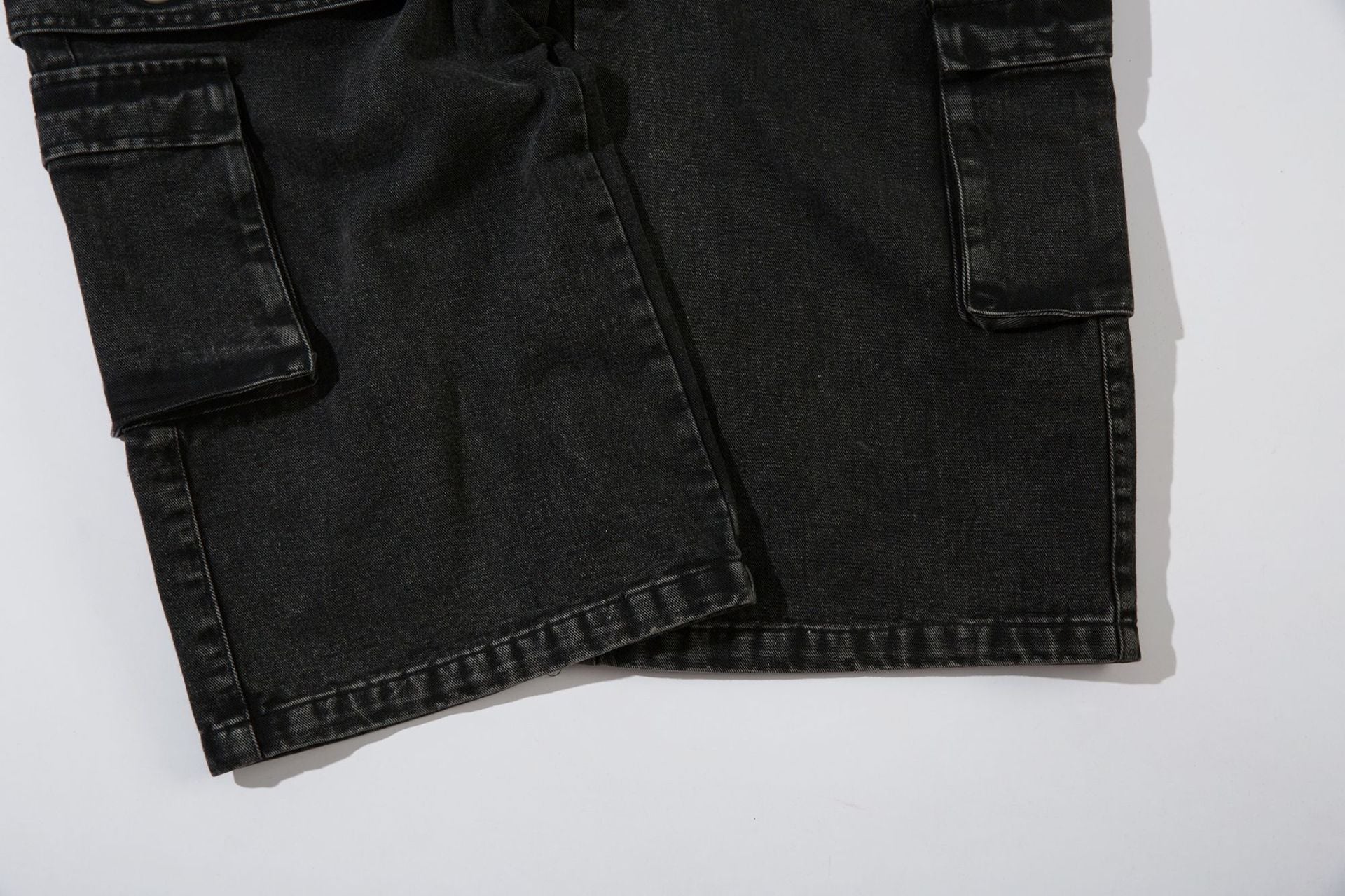 Washed Eyelet Cargo Denim Jeans