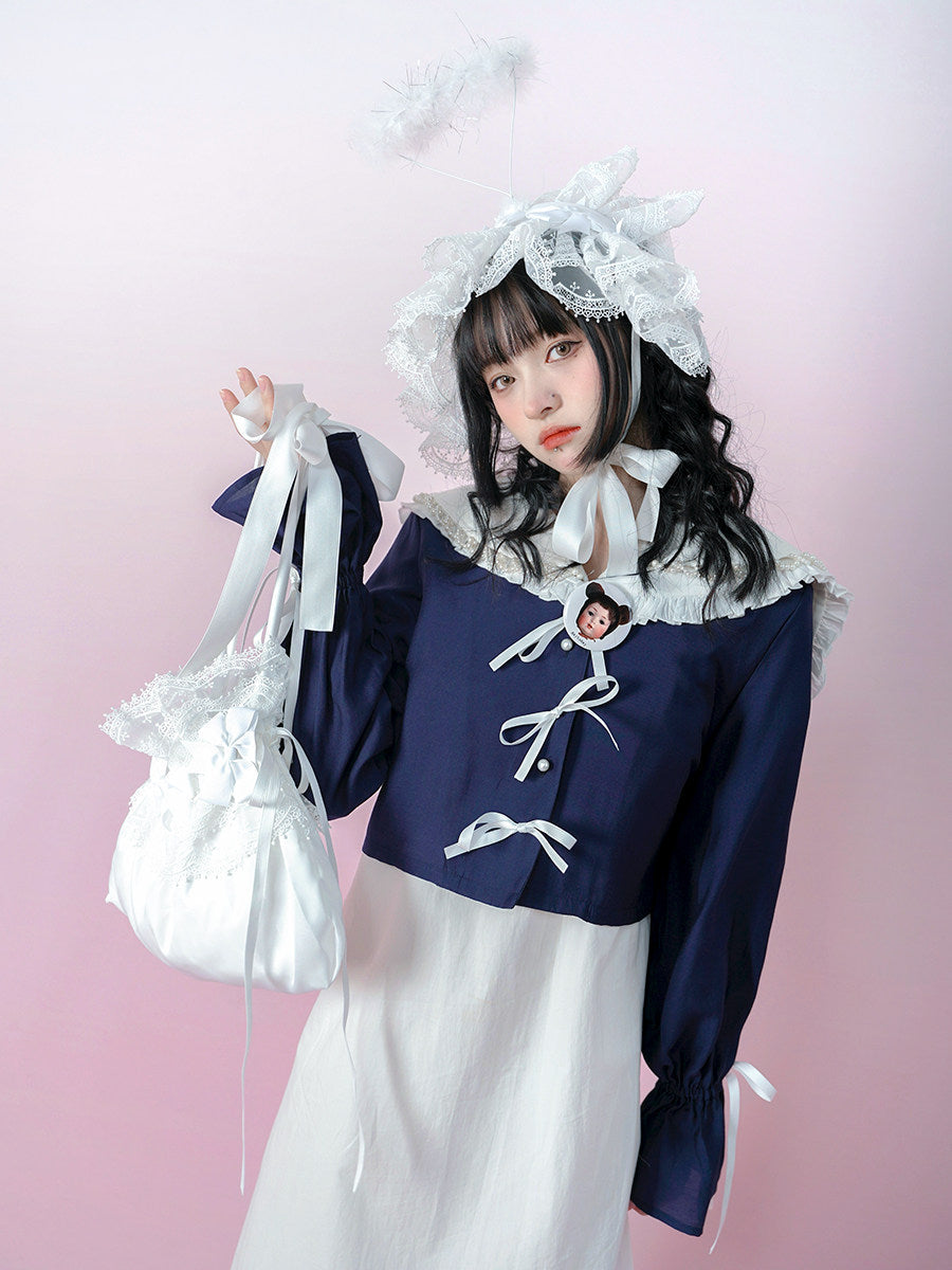Bow Lace-Up Jacquard Lightweight Jacket