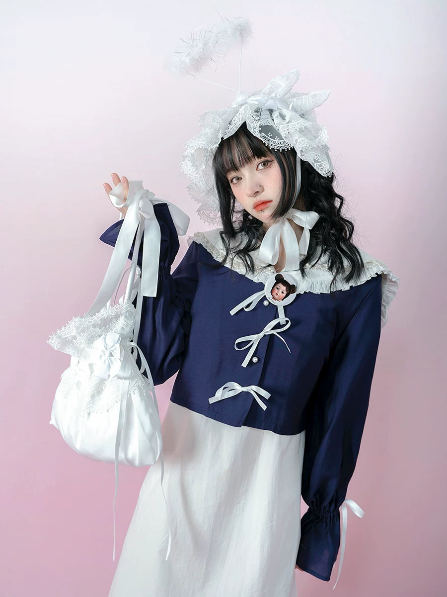 Bow Lace-Up Jacquard Lightweight Jacket