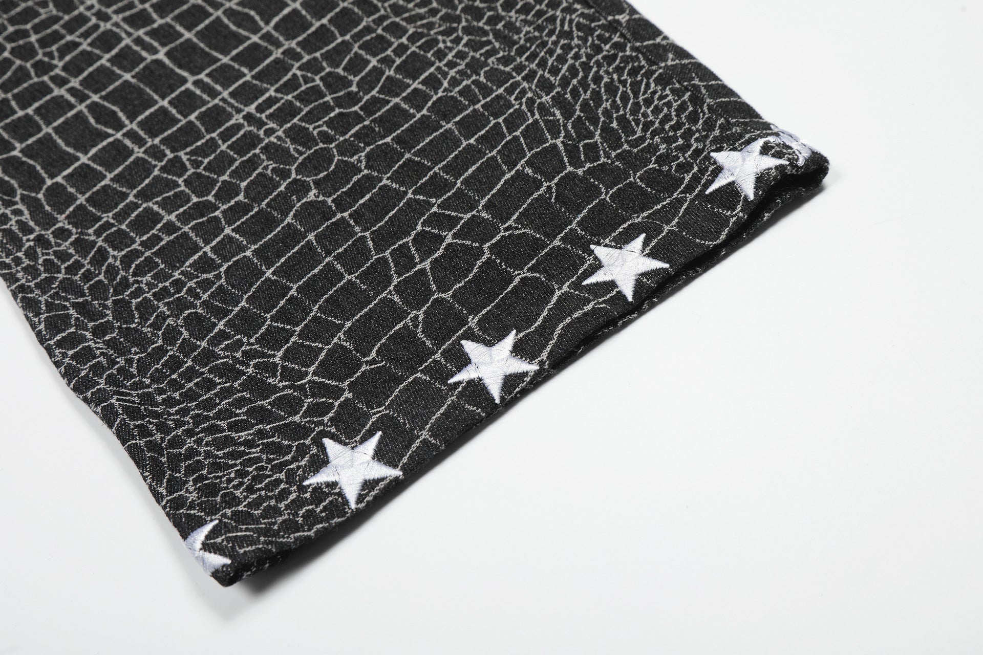 Crocodile Pattern Star Studs Wide Leg Pants