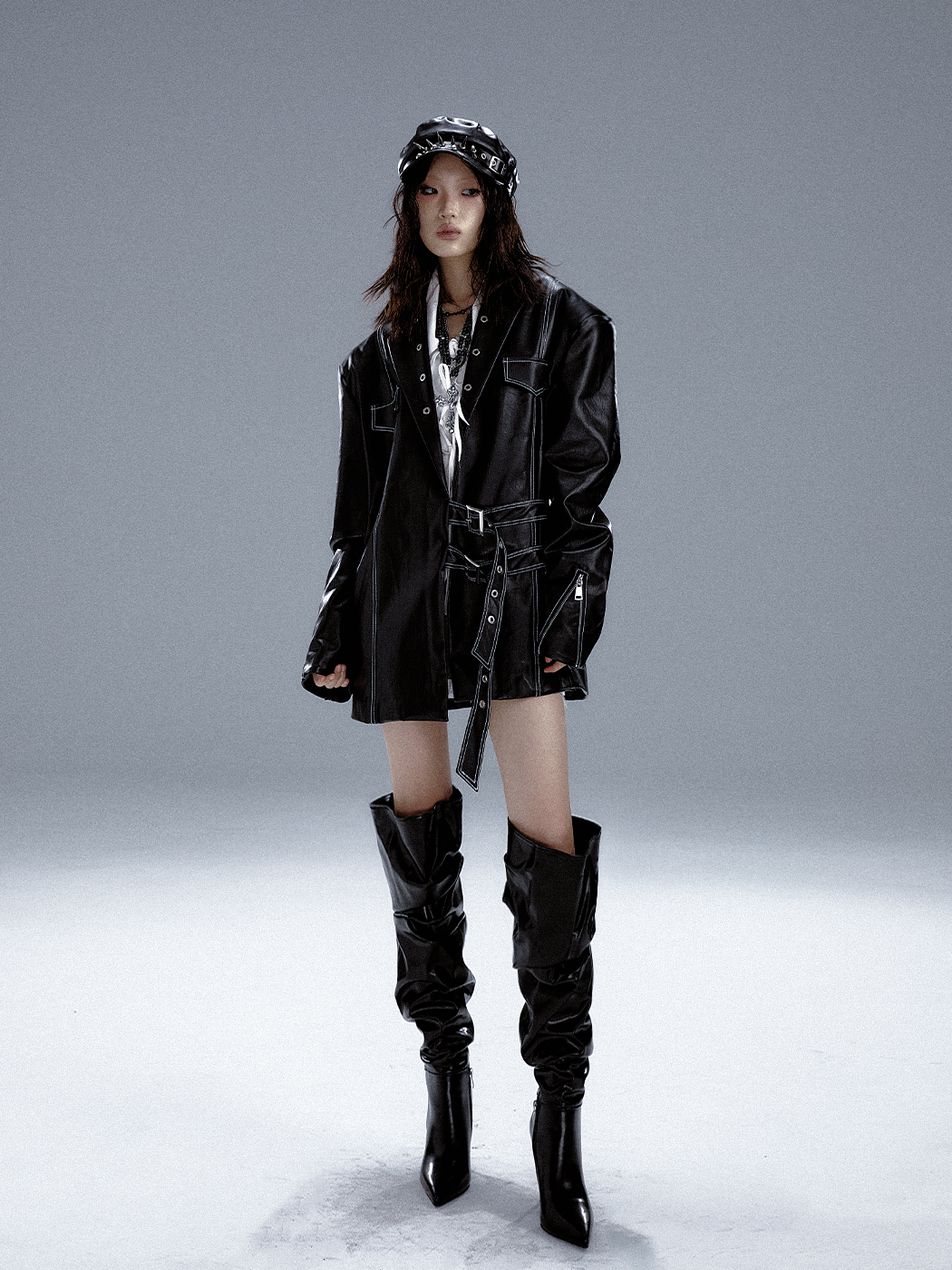 Metal Accents Heavy PU Leather Jacket