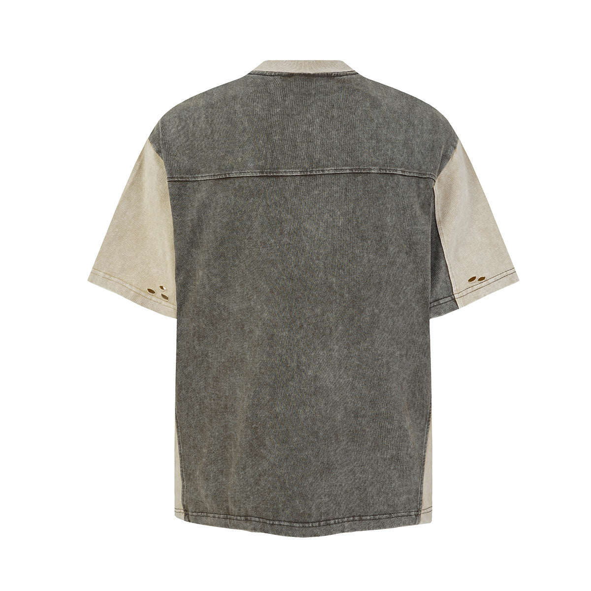 Washed Damage Patchwork Short Sleeve T-Shirt