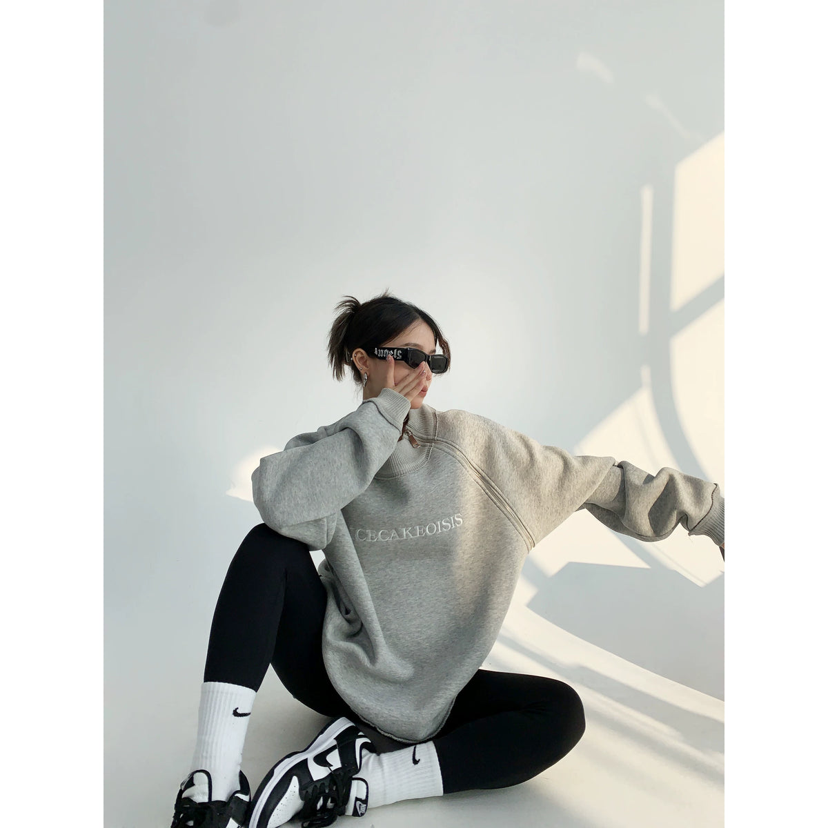 Side Zipper Design Oversized Heavyweight Sweatshirt