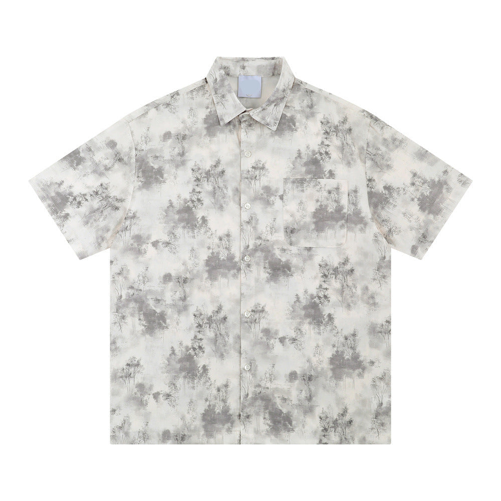 Camicia estiva con stampa di piante vintage