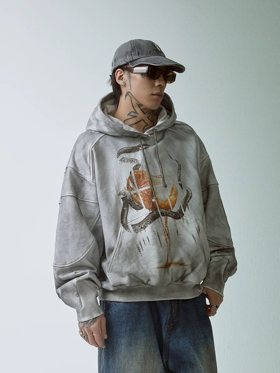 Schwerer Oversize-Hoodie aus Frottee mit Print