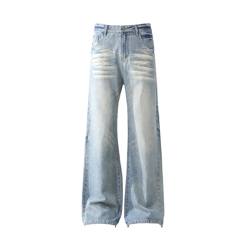 Crease Design Whisker Loose Jeans
