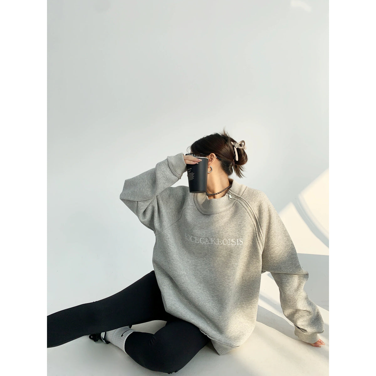 Side Zipper Design Oversized Heavyweight Sweatshirt