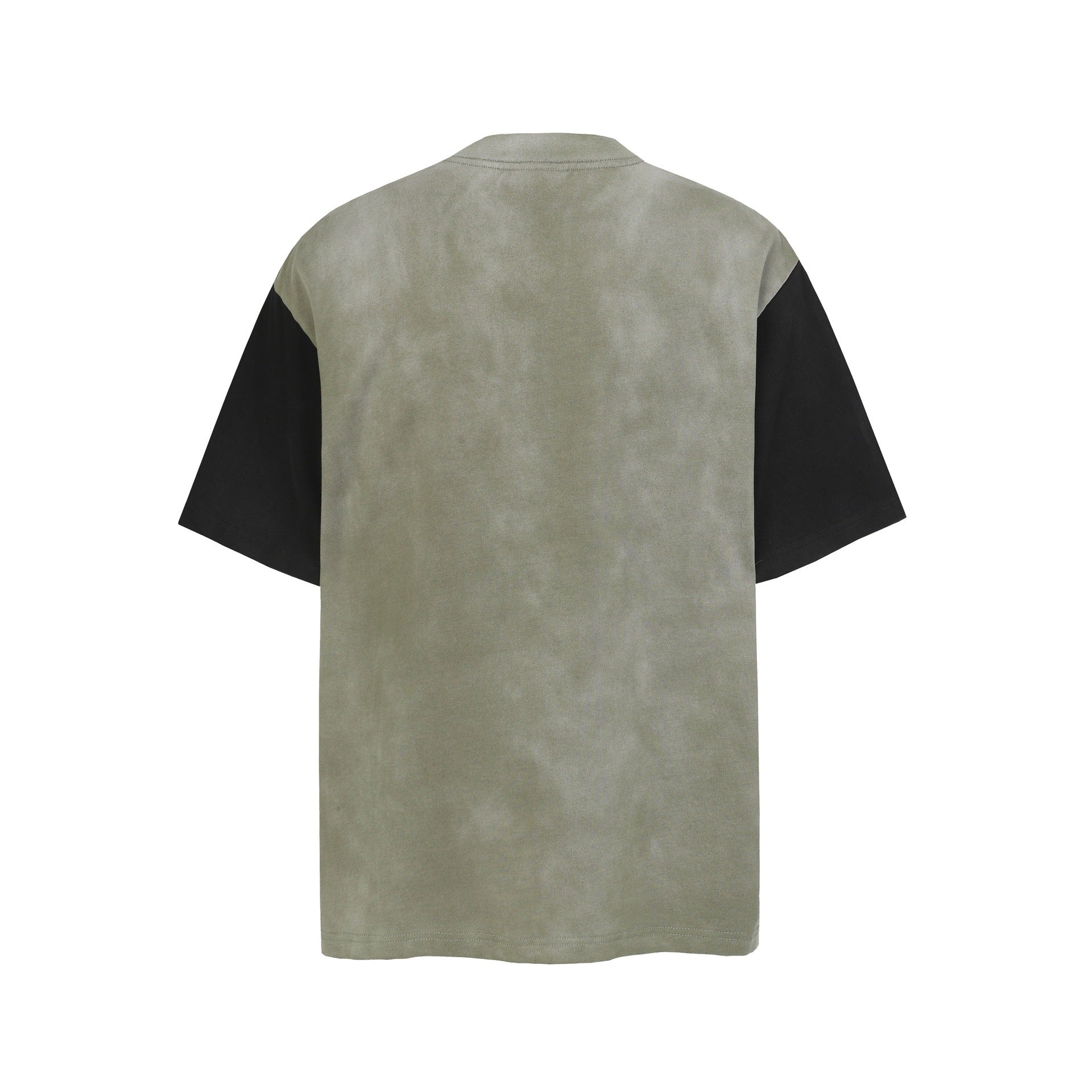 Letter Print Patchwork Wash Damage Short Sleeve T-Shirt
