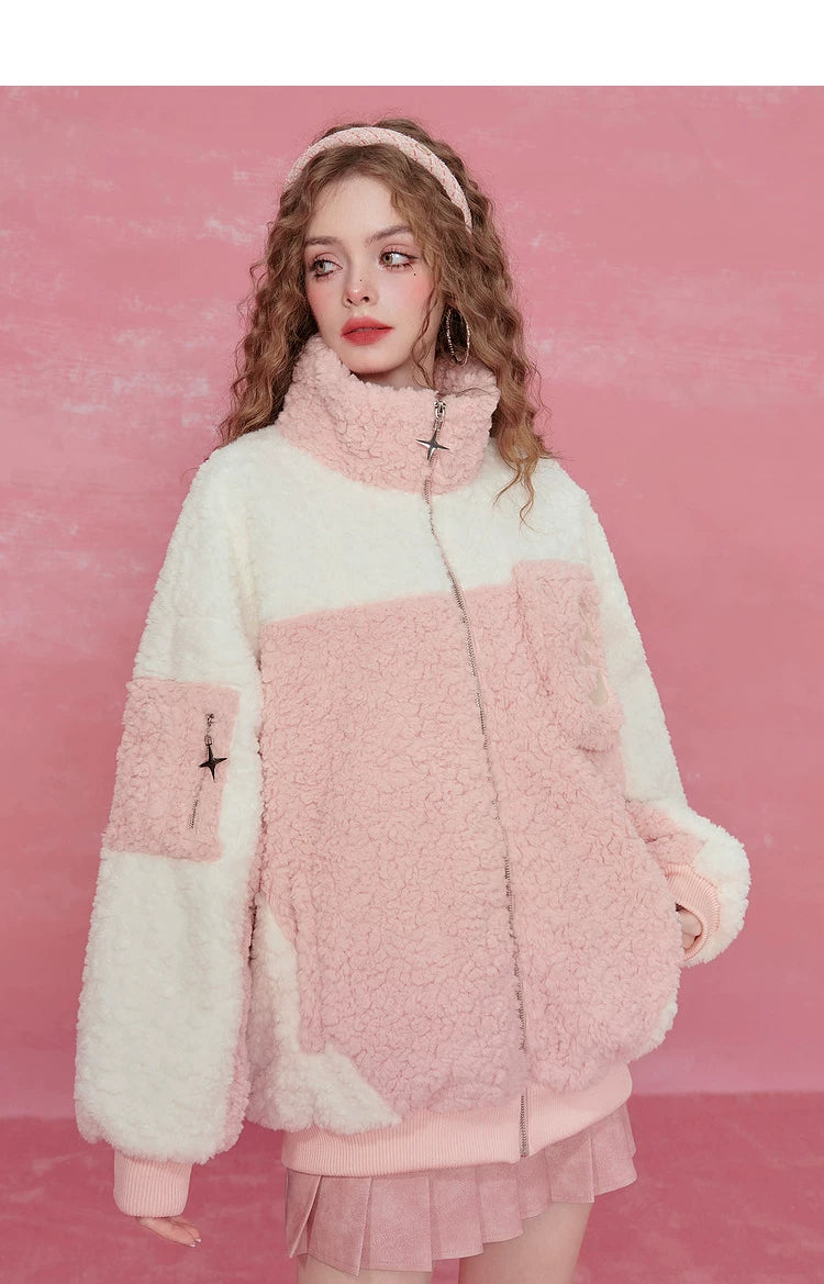 Colorblock High-Neck Puffer Jacket