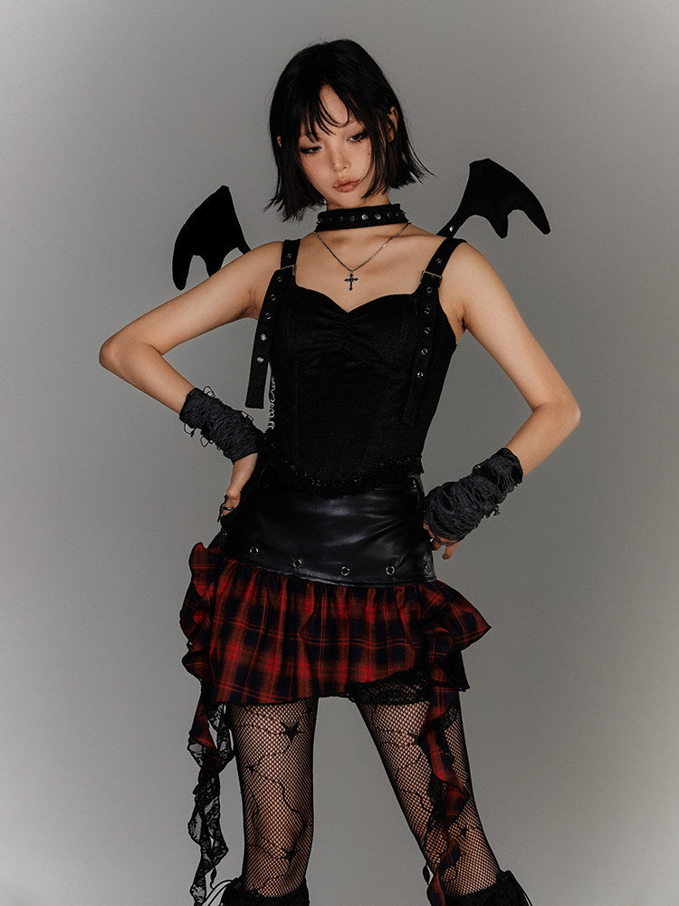 Strap Buckle Lace Corset Top