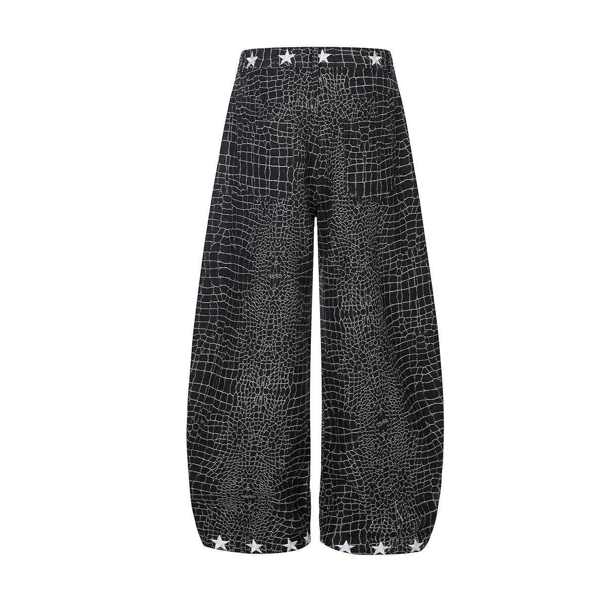 Crocodile Pattern Star Studs Wide Leg Pants