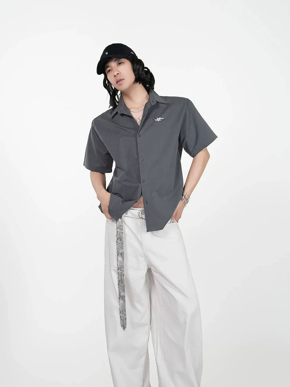 Metal Detail Short Sleeve Shirt
