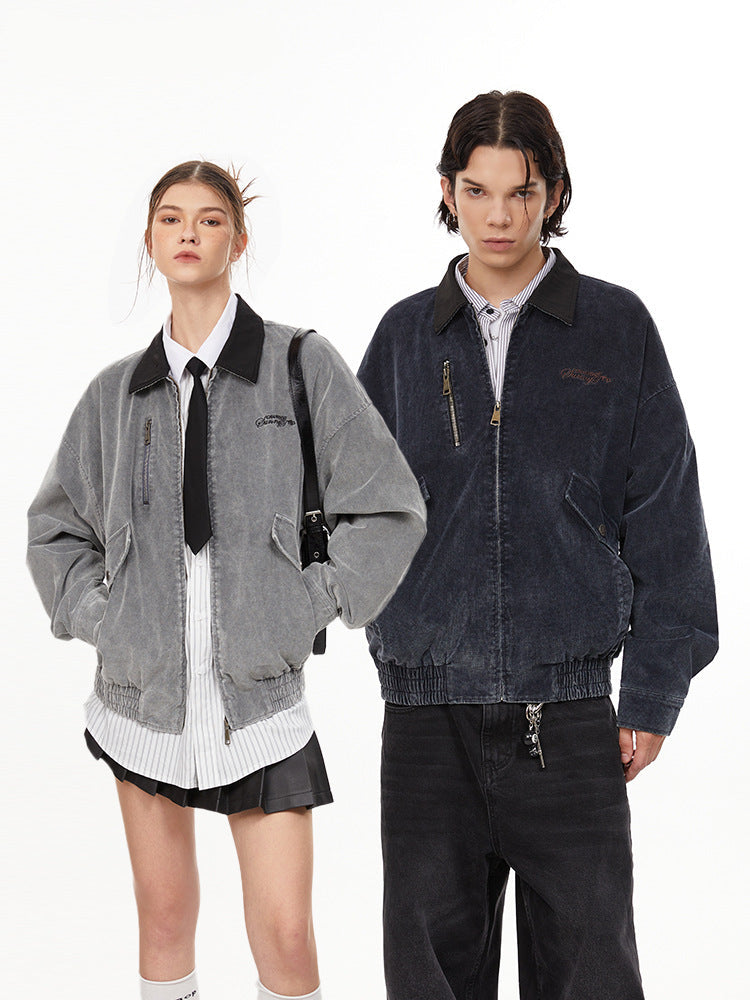 Retro Washed Cargo Denim Jacket