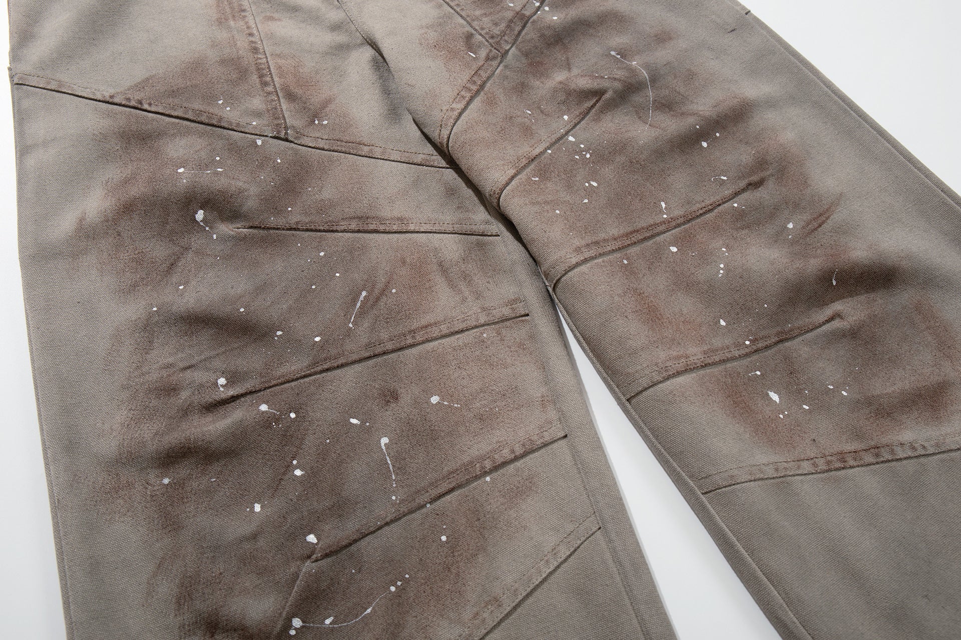 Washed Paint Studs Detail Wide Leg Pants