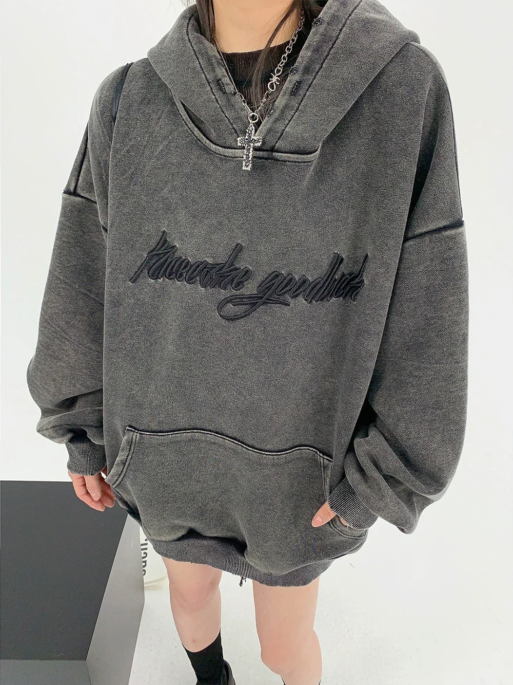 Logo Embroidery Unisex Oversized Hoodie