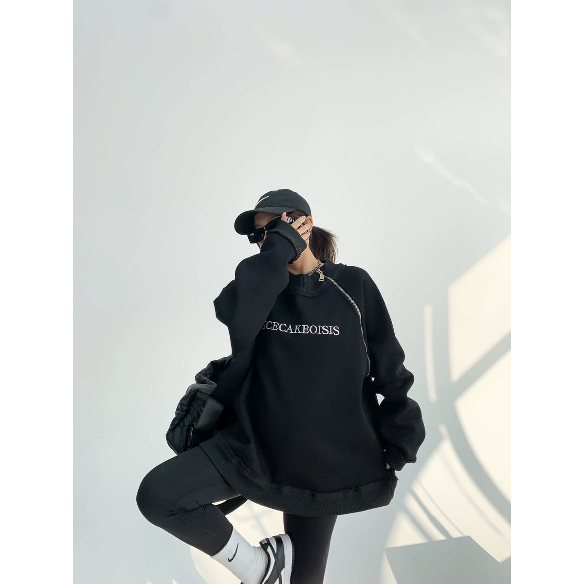 Side Zipper Design Oversized Heavyweight Sweatshirt