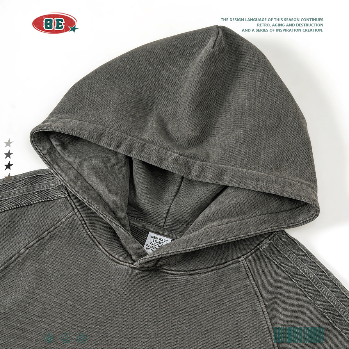 Oversize Damage Raglan-sleeve Hoodie