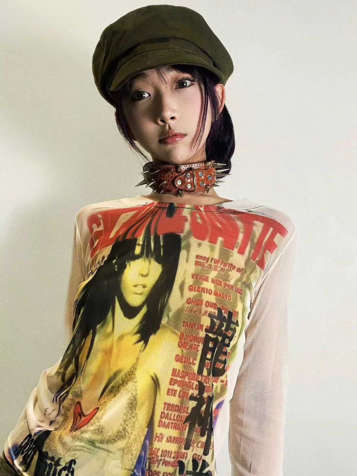 Y2k Punk Style Mesh Long Sleeve T-Shirt