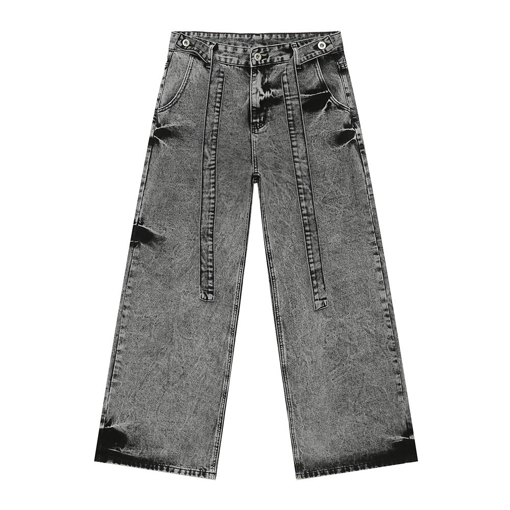 Lace-up Design Silhouette Jeans