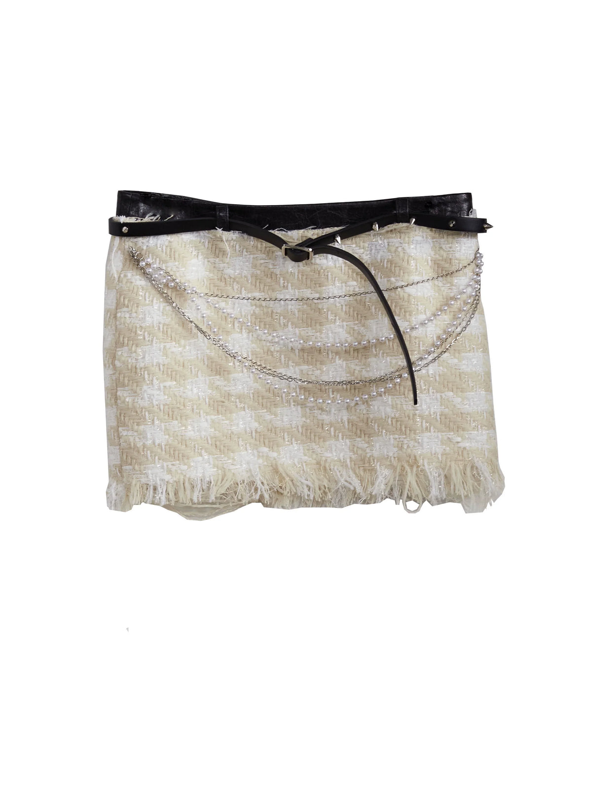 Hairy Edge Plaid Pattern Short Skirt