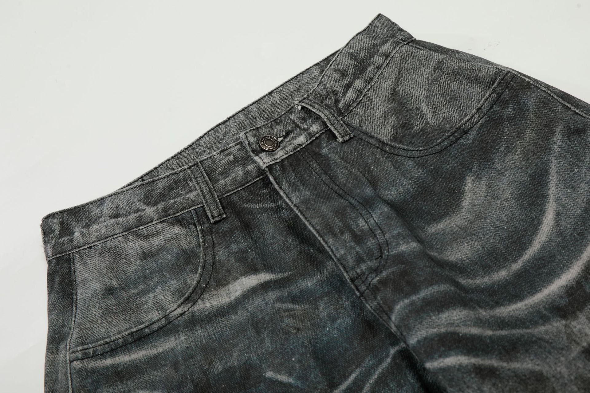 Washed Whisker Straight Denim Jeans