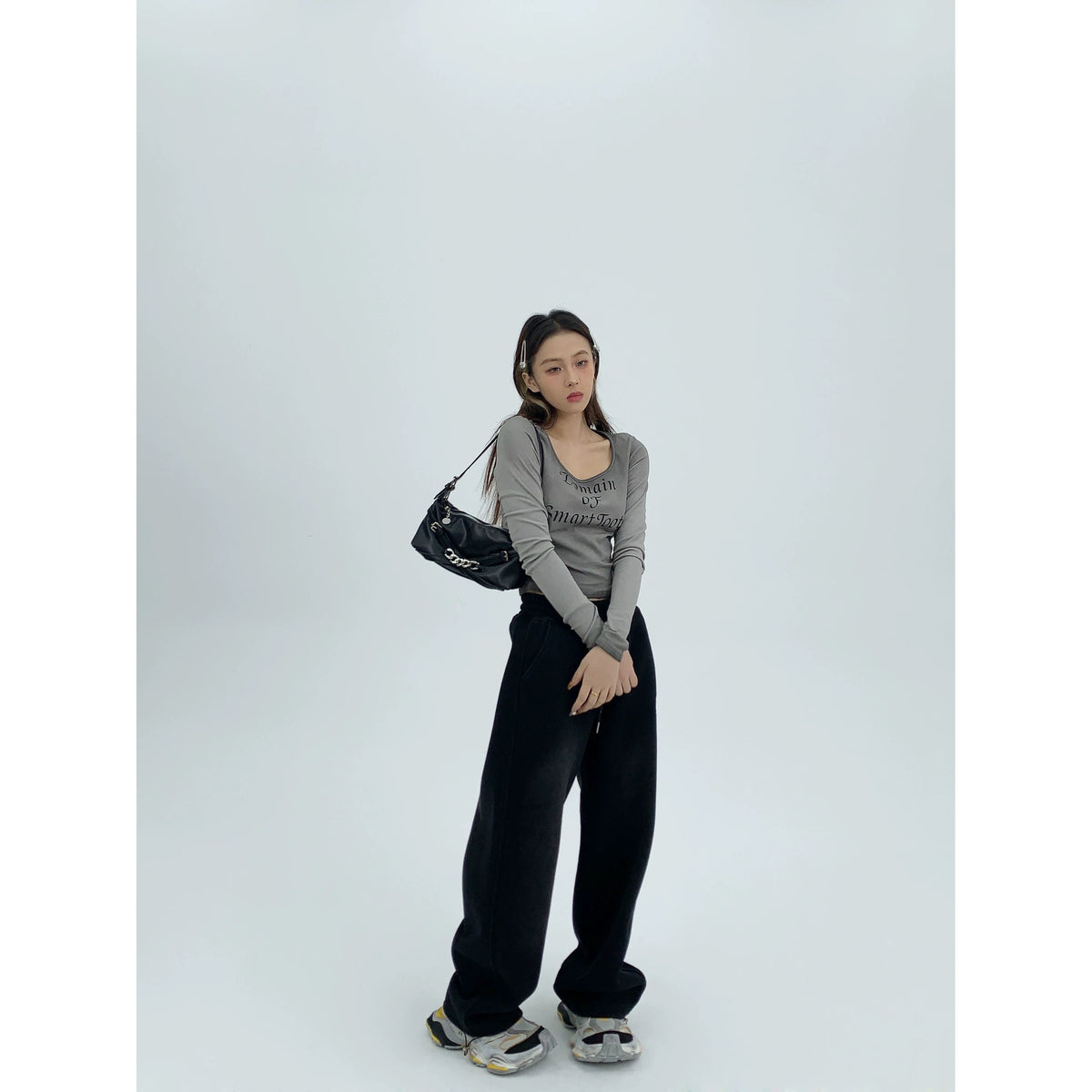 Washed Wide-Leg Straight Sweatpants