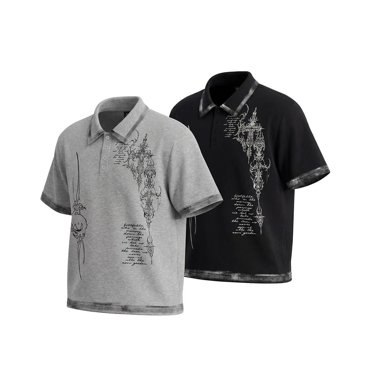 Thorn Graphic Washed Short Sleeve Polo Shirt