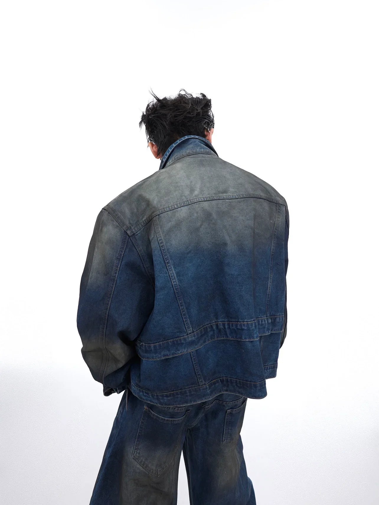 Double Layered Denim Jacket & Wide-leg Denim Jeans Setup