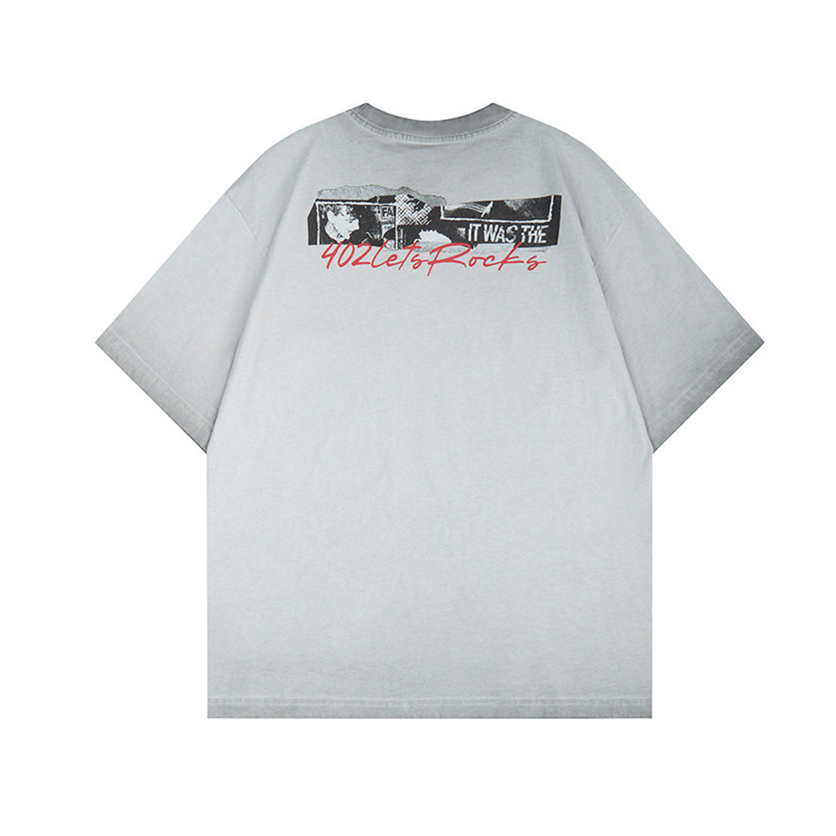 Graphic Print Wash Damage Cotton Short Sleeve T-Shirt
