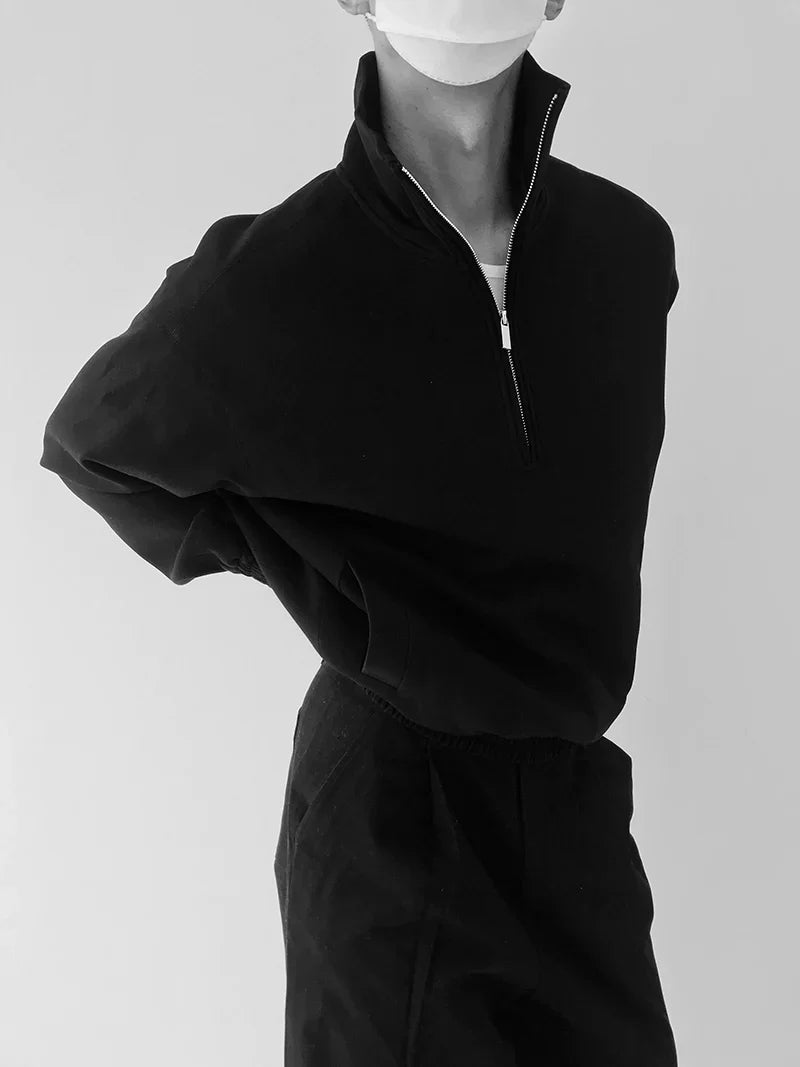 Half Zipper Stand Collar Sweatshirt
