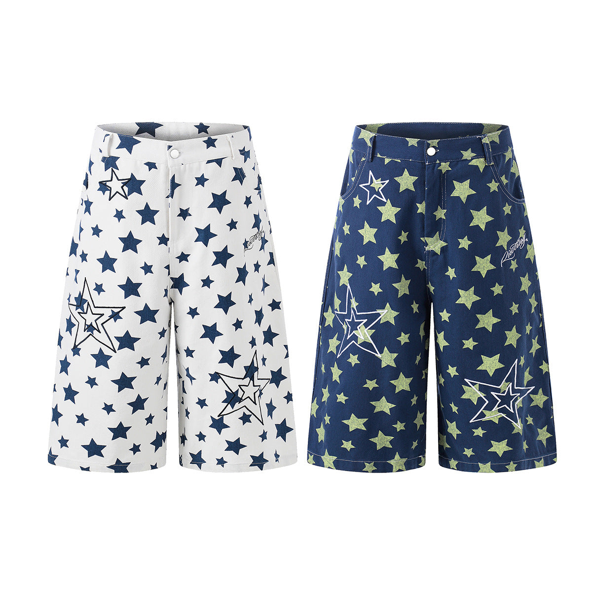 Star Print Denim Jort