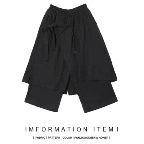 Asymmetrical Draping Wide Leg Cropped Trousers