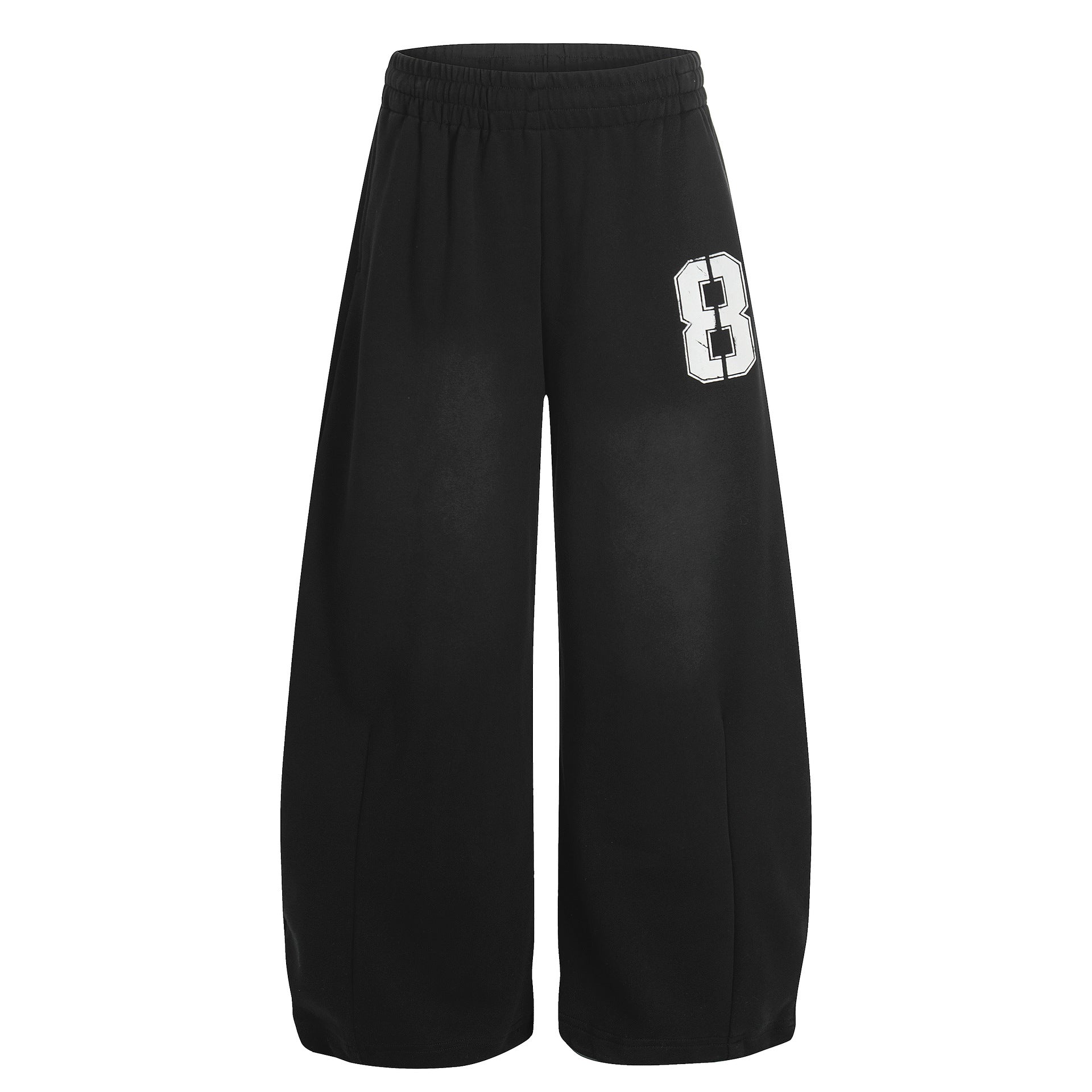 Letter Print Deconstruction Wide Leg Barrel Sweatpants