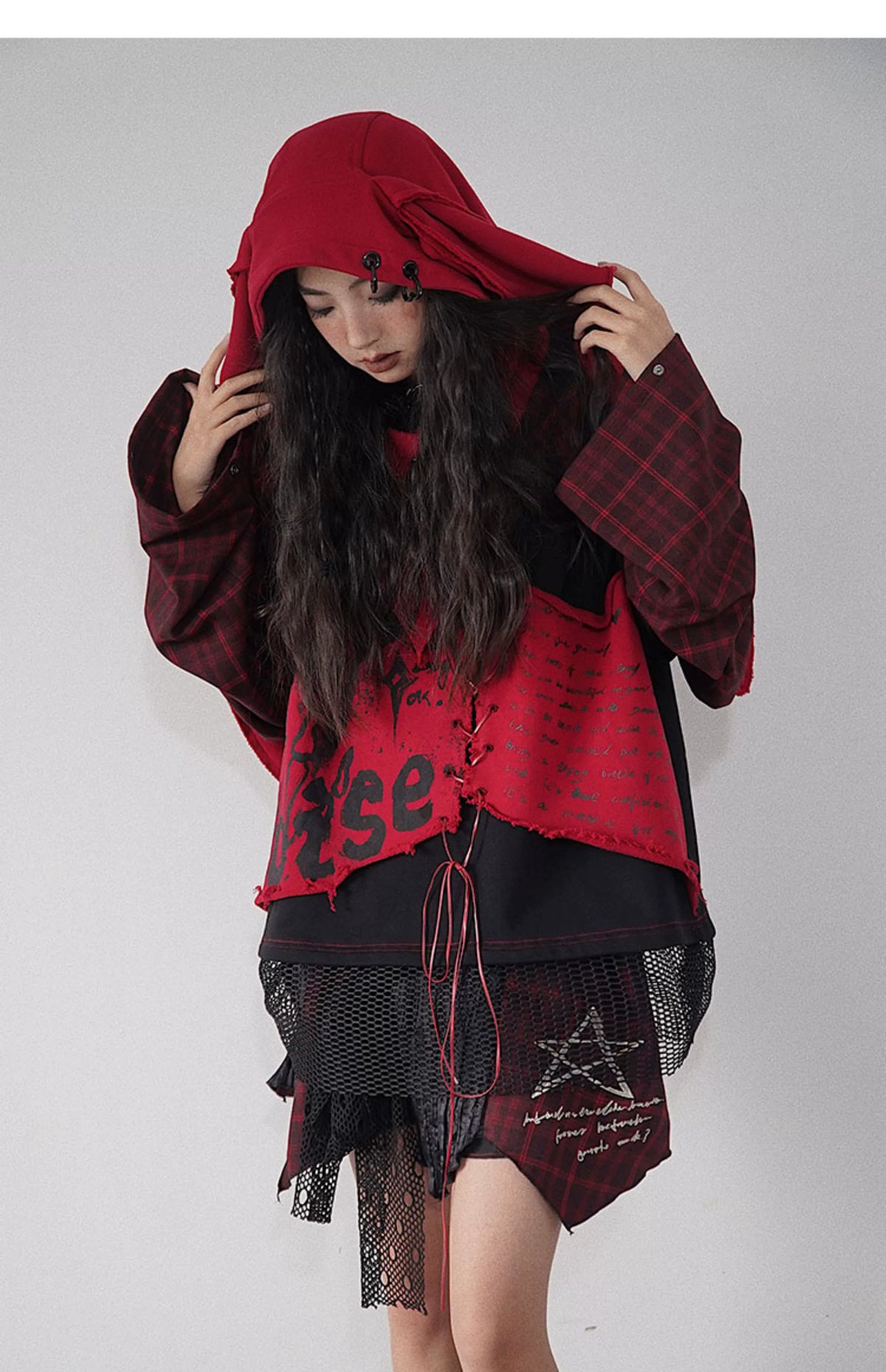 Patchwork Irregular Plaid Layered Short Skirt