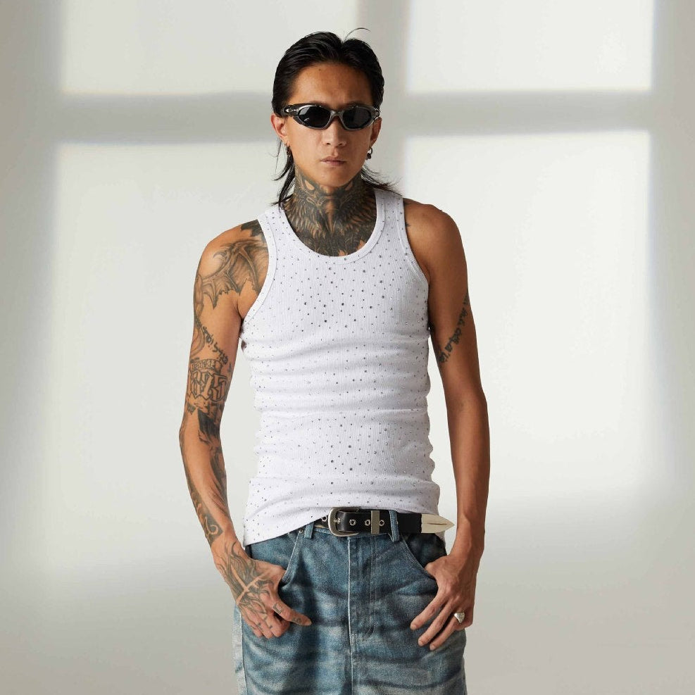 Studs Rhinestone Tank Top