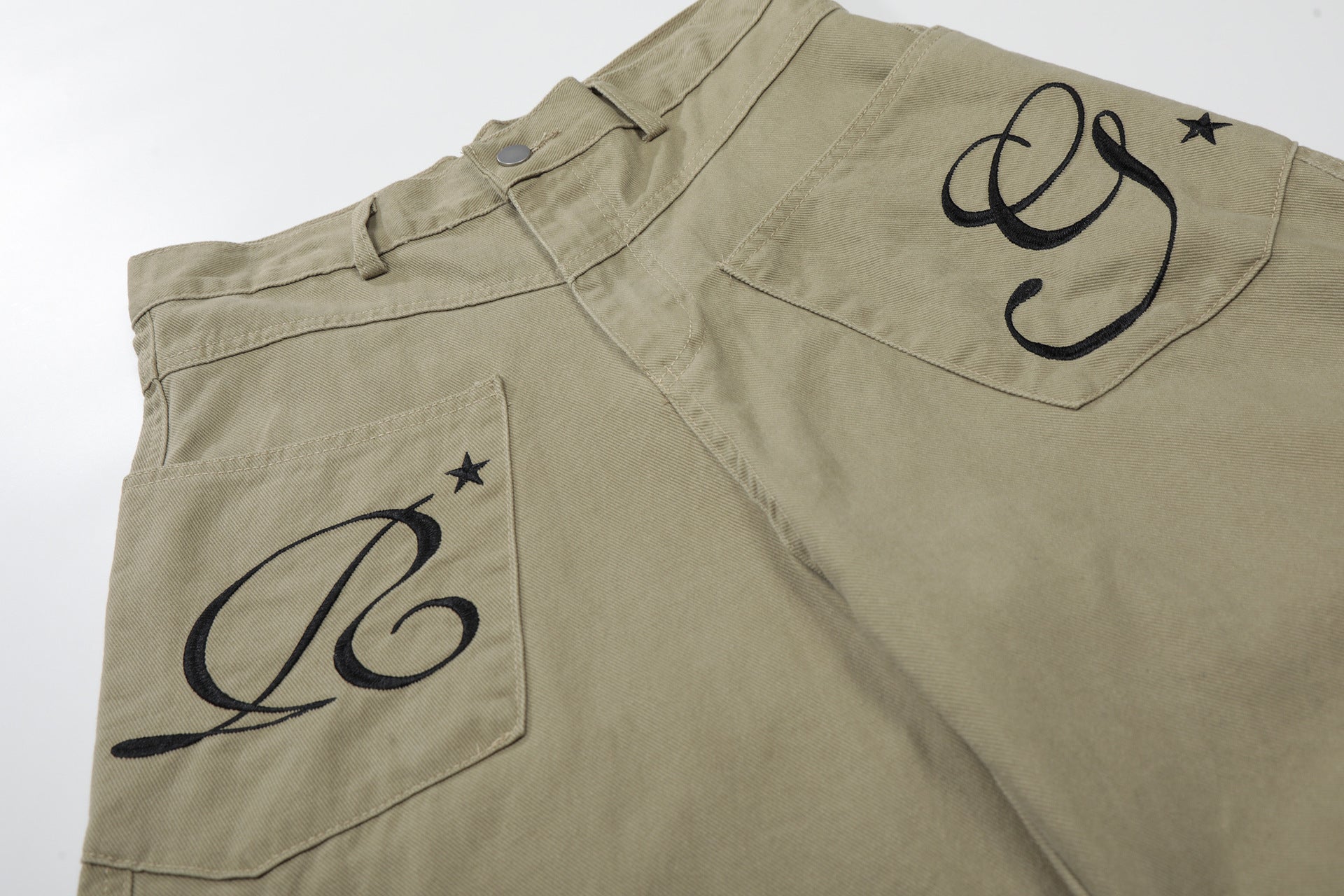 Washed Embroidery Wide Leg Jort