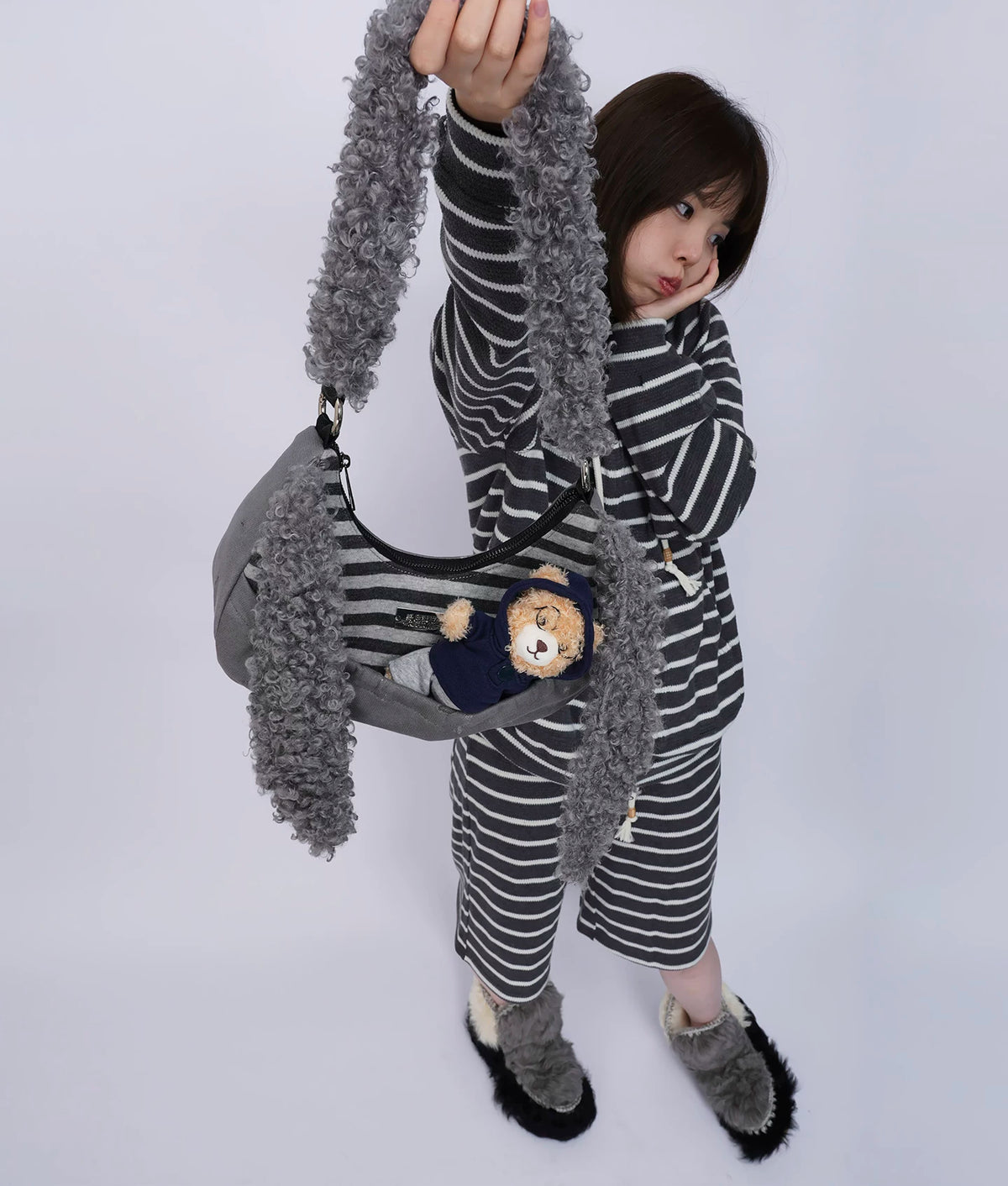 Furry Strap Mini Shoulder Bag