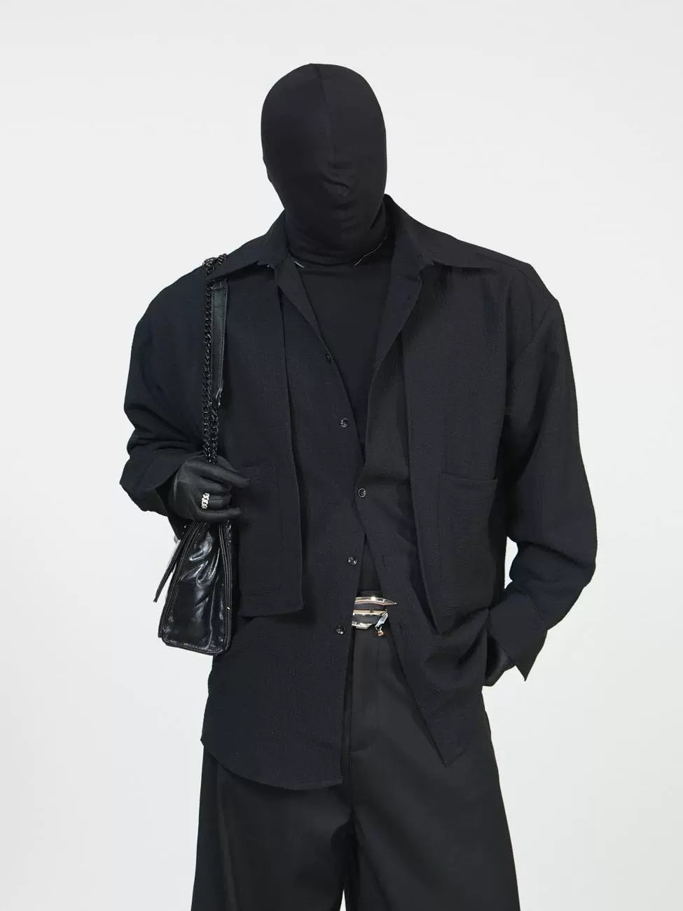 Fake Layered Plain Long Sleeve Shirt