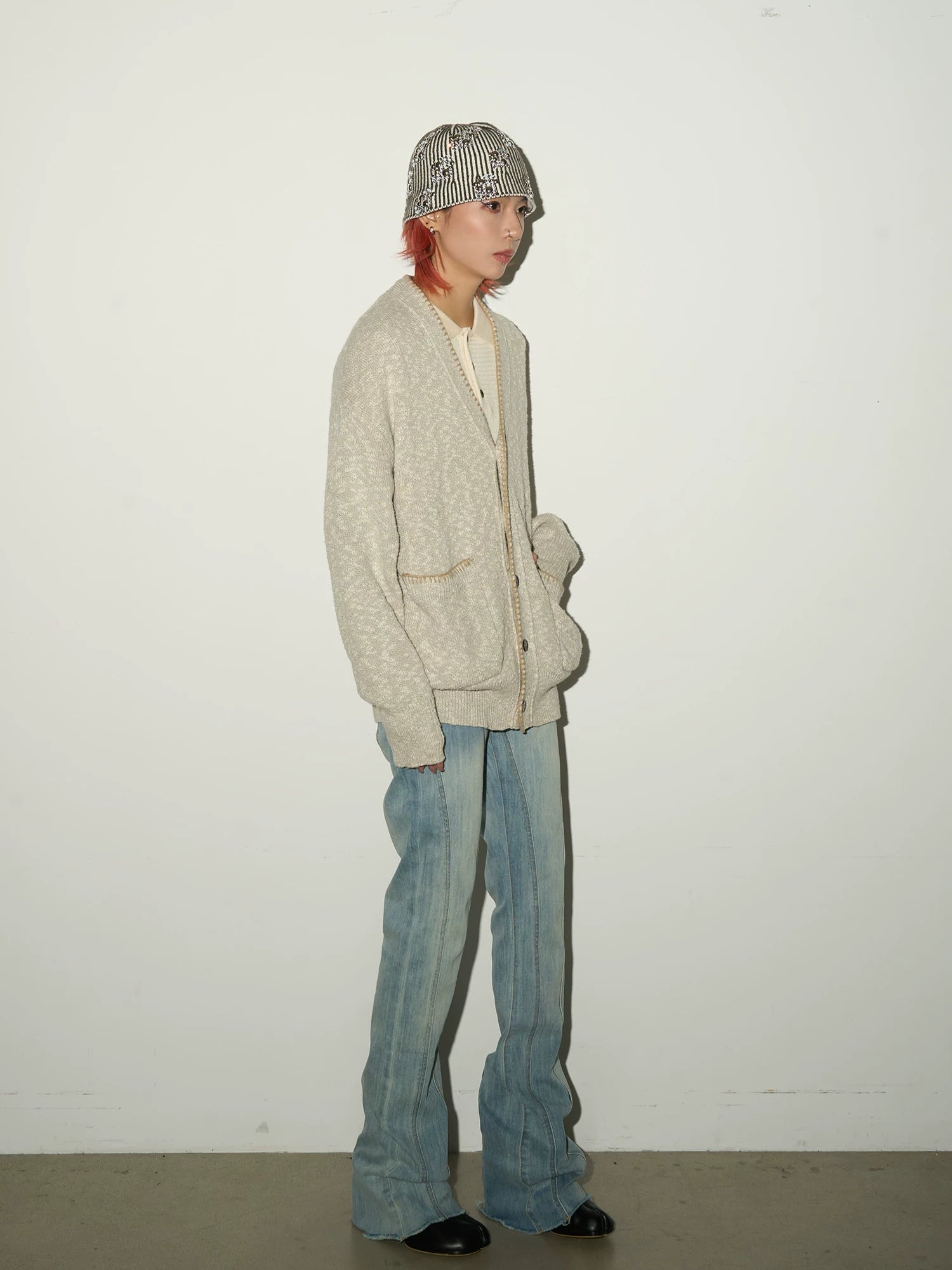 Melange Knit Pocket Button Cardigan