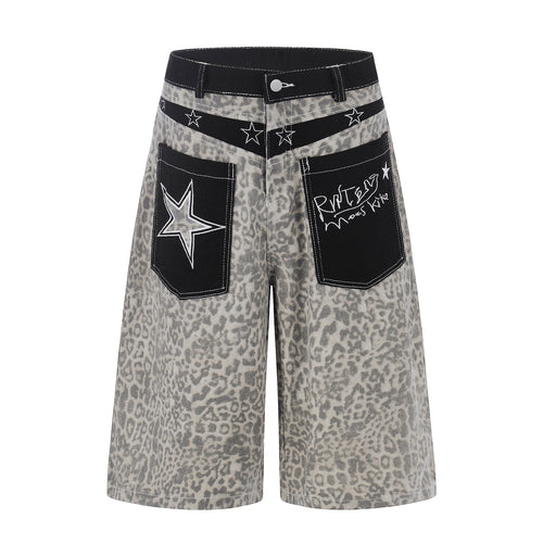 Leopard Star Pocket Jort - Black / S