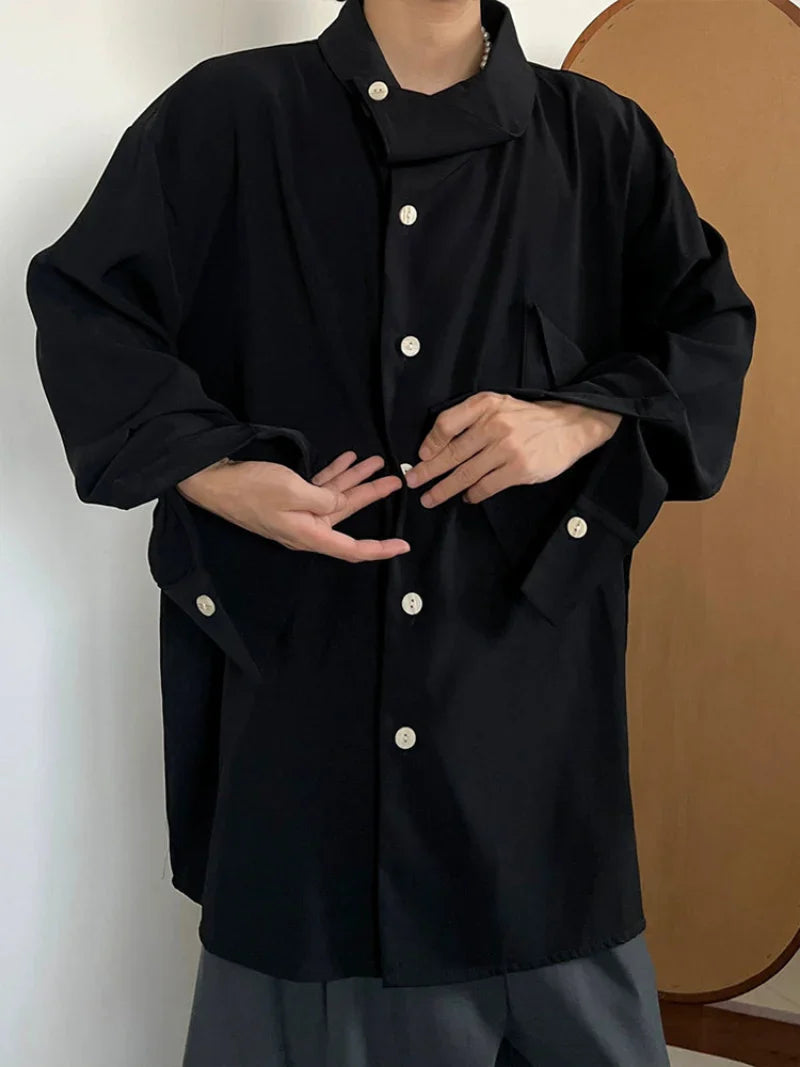 Unique Collar Long Sleeve Shirt